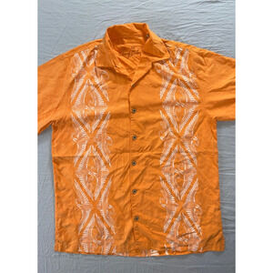 Tommy Bahama Short Sleeve Button Front 100% Silk Shirt. Orange, Men's M. EUC!!